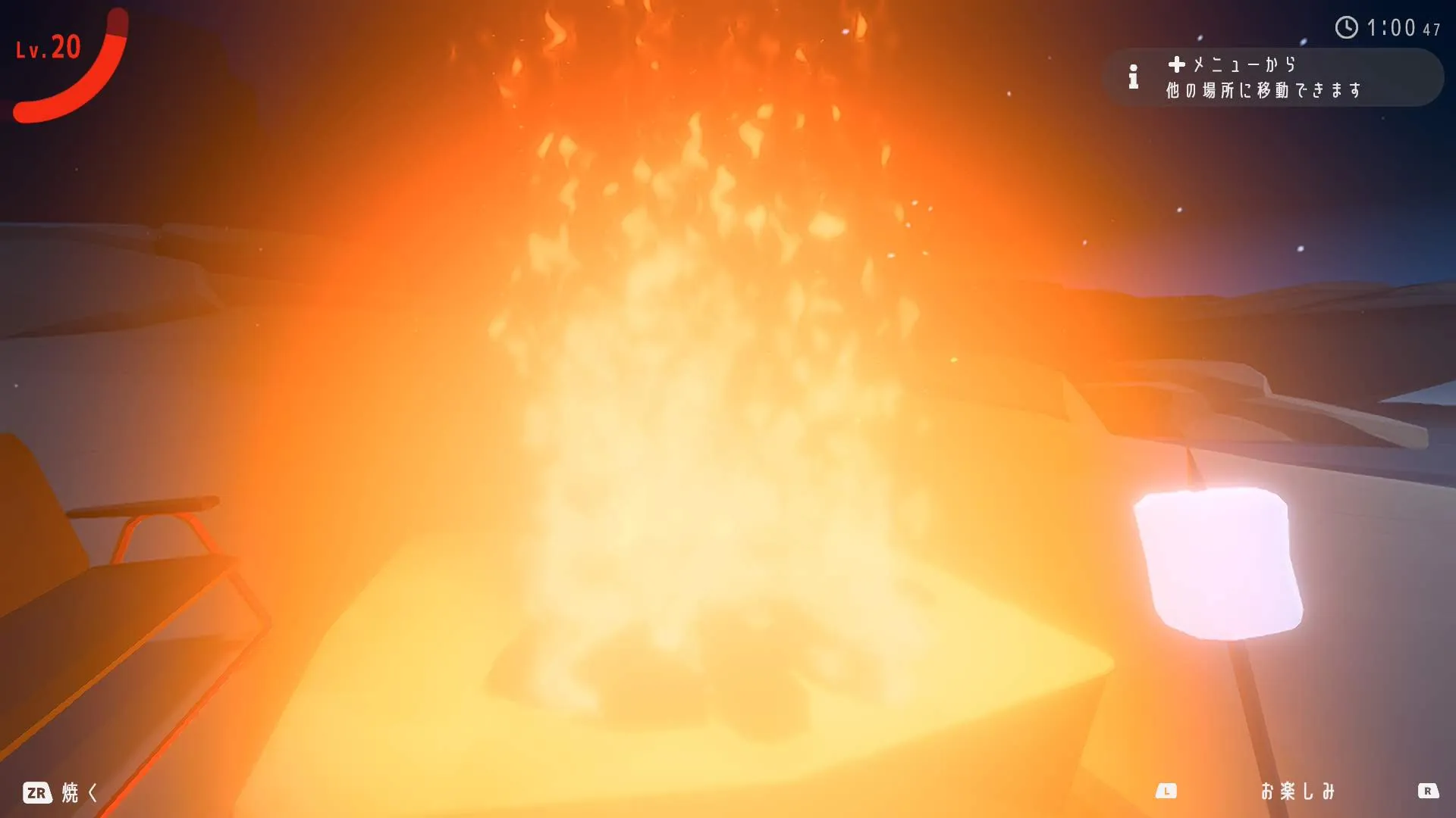 焚き火ソンの焚き火でマシュマロを焼こうとしているスクリーンショット