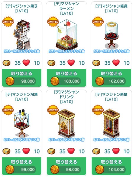 対象アイテム一覧